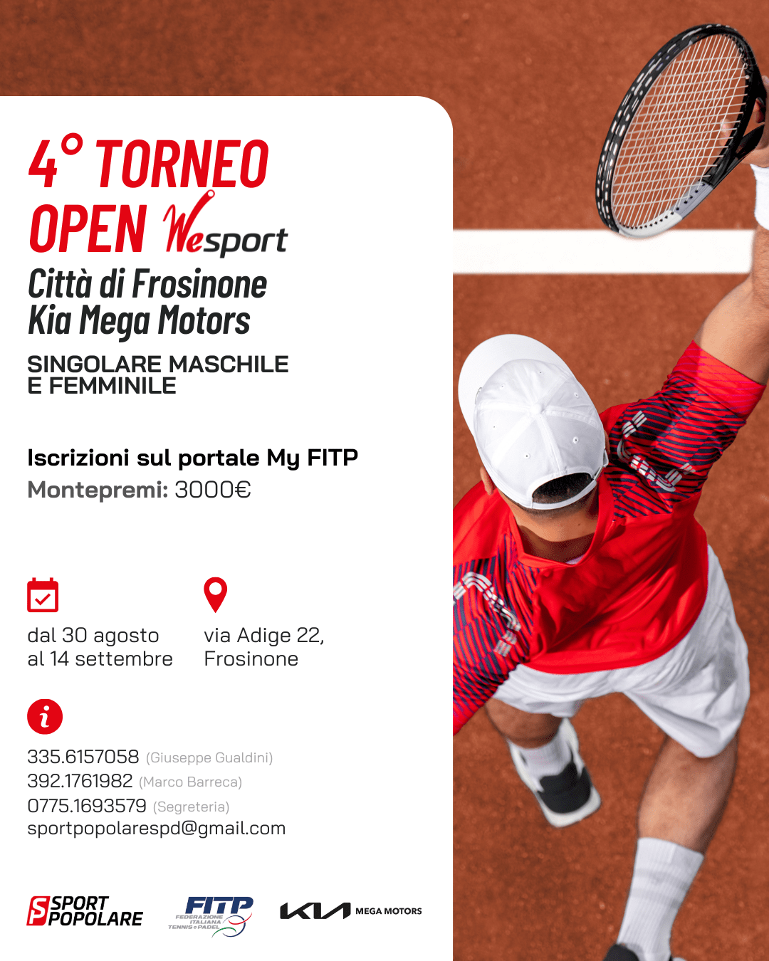 4° Torneo Open WeSport: il riepilogo dei&nbsp;tabelloni